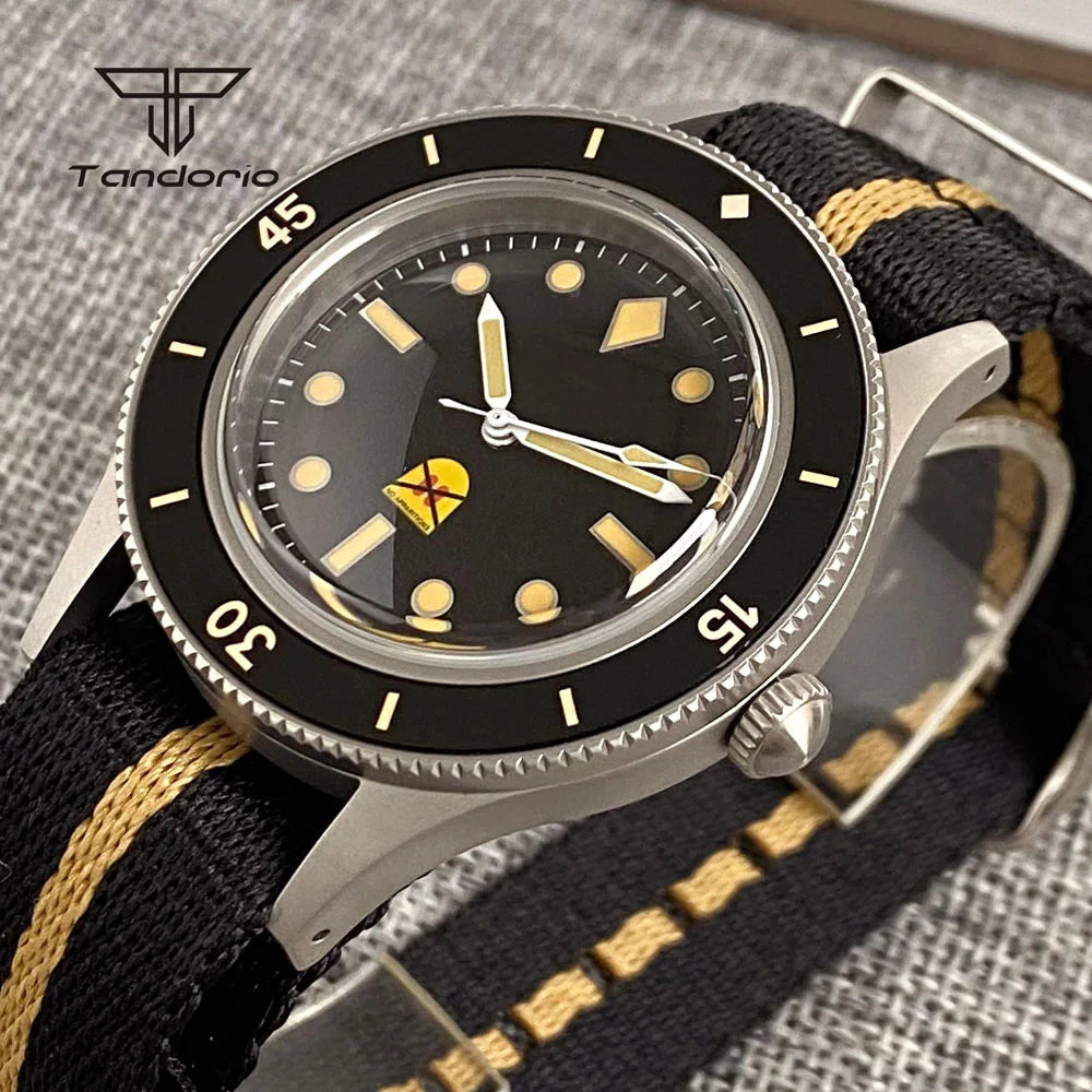 Tandorio Fashion Ghost Dial Luminous 50-Fathoms Style Dive Automatic NH35 Men's Watch Domed Sapphire 20ATM 40mm Sandblasted Case
