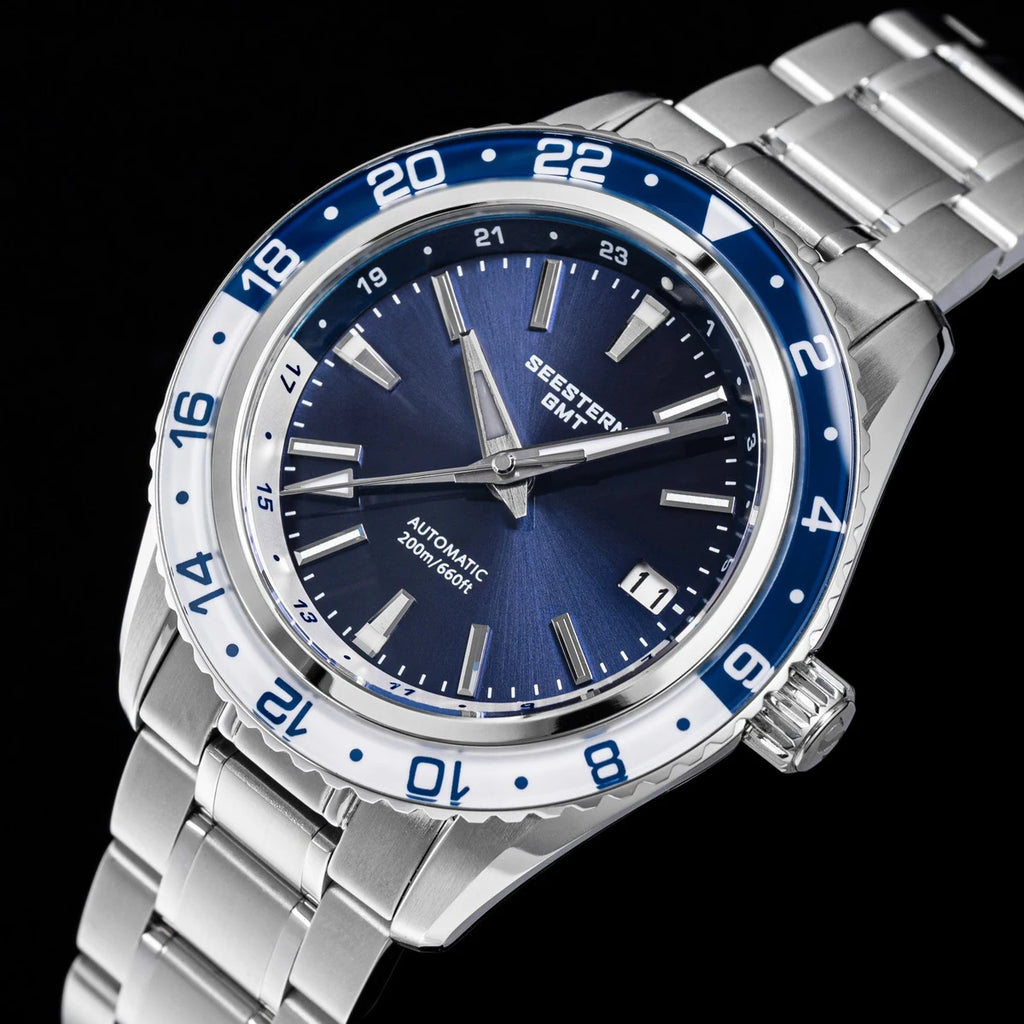 SEESTERN Men of Watch Office GMT Automatic NH34 Movement Sapphire Glass Bezel 20bar Waterproof Diver Mechanical Wristwatch S456