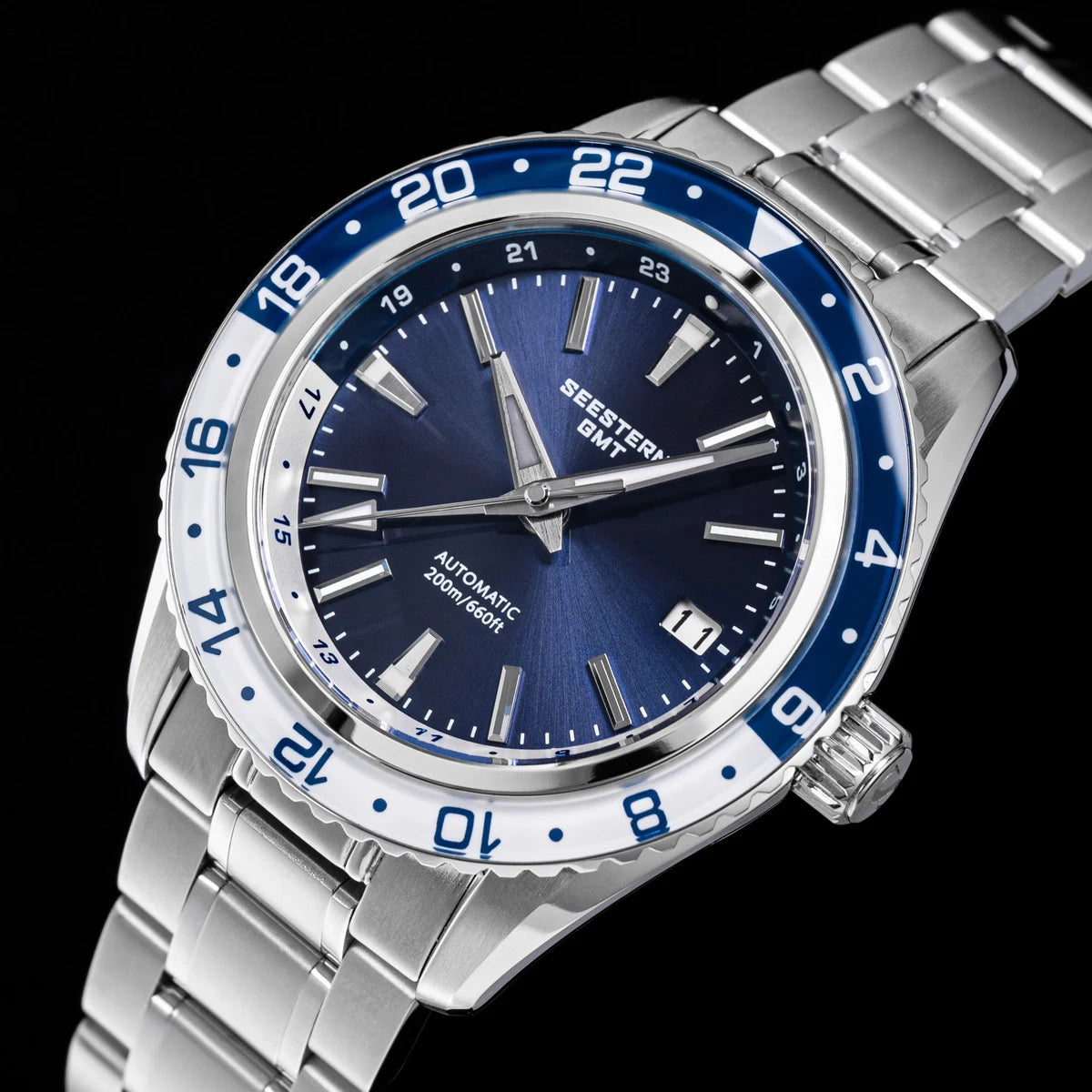 SEESTERN Men of Watch Office GMT Automatic NH34 Movement Sapphire Glass Bezel 20bar Waterproof Diver Mechanical Wristwatch S456