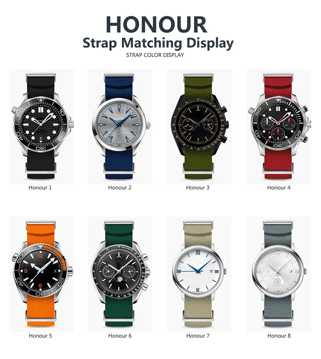 Nylon Watch Band 20mm 22mm Comfortable Watch Straps Loop Military Washable Blet for Men Watchbands