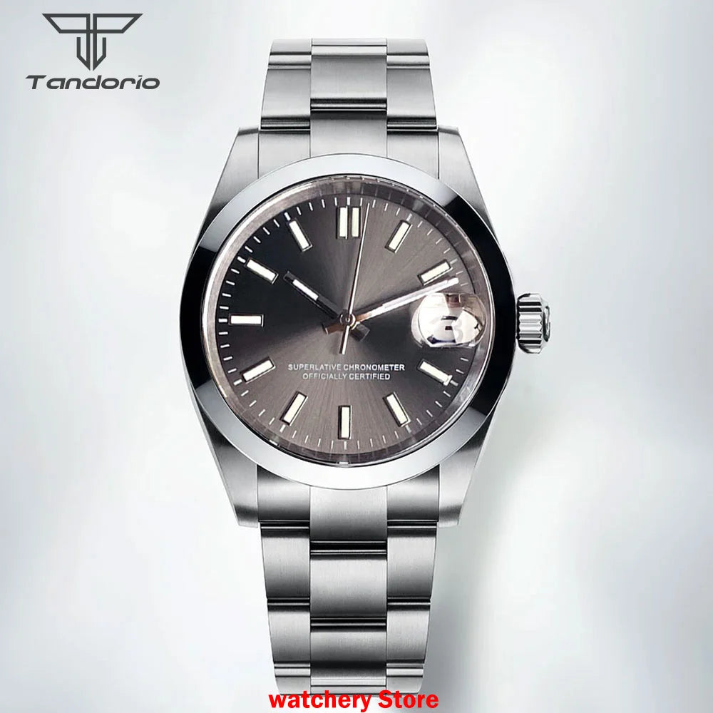 Tandorio Mechanical Watches Mother of Pearl Dial Sapphire Glass NH35 Movement For Datejust Style 200m Waterproof Men's Watches