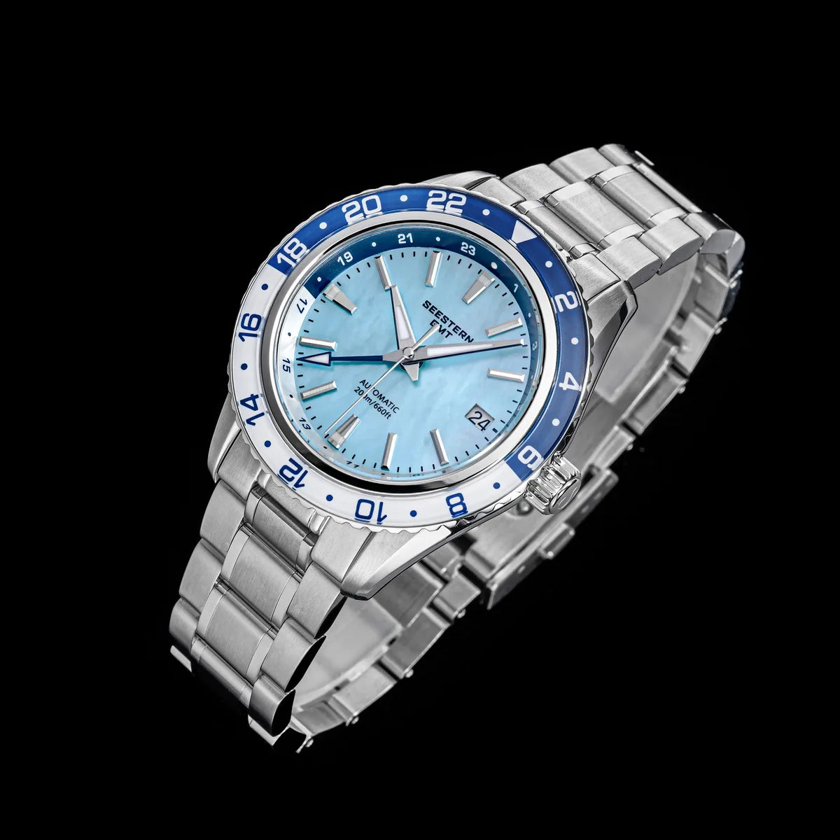 SEESTERN Men of Watch Office GMT Automatic NH34 Movement Sapphire Glass Bezel 20bar Waterproof Diver Mechanical Wristwatch S456