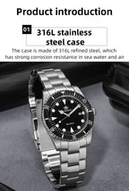 ADDIESDIVE Luxury Men's Analog Watch BGW9 Luminous Ceramic Bezel Bubble Mirror Glass Diver's Watch 200m Quartz Watches AD2068