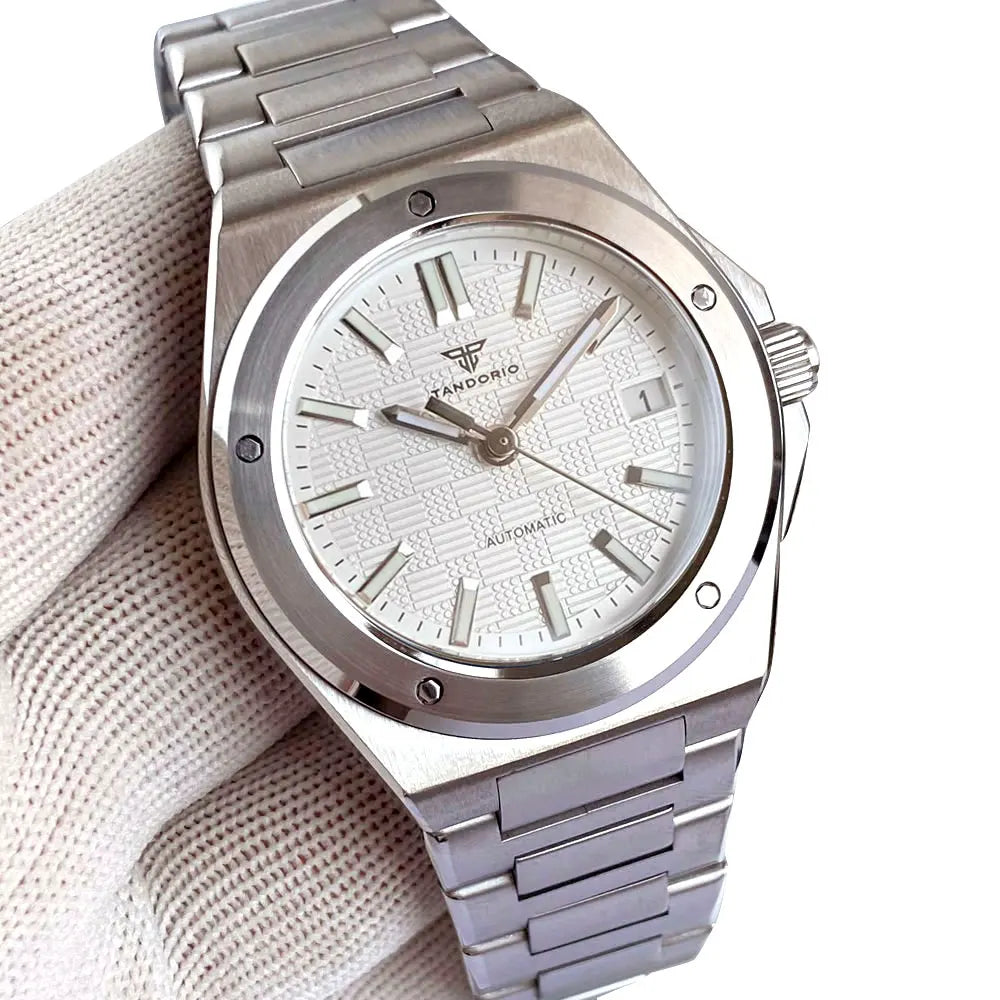 Tandorio New Black Luxury Business Engineer Style Men's Mechanical Watch Sapphire Glass 100m Waterproof NH35A Automatic Watches