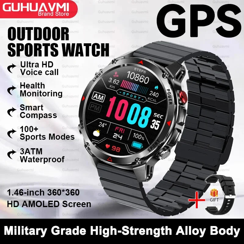 2025New Smart Watch For Men 1.46'' 360*360 HD AMOLED Color Display Voice Call Compass LED Sports Fitness Waterproof Watch Ladies