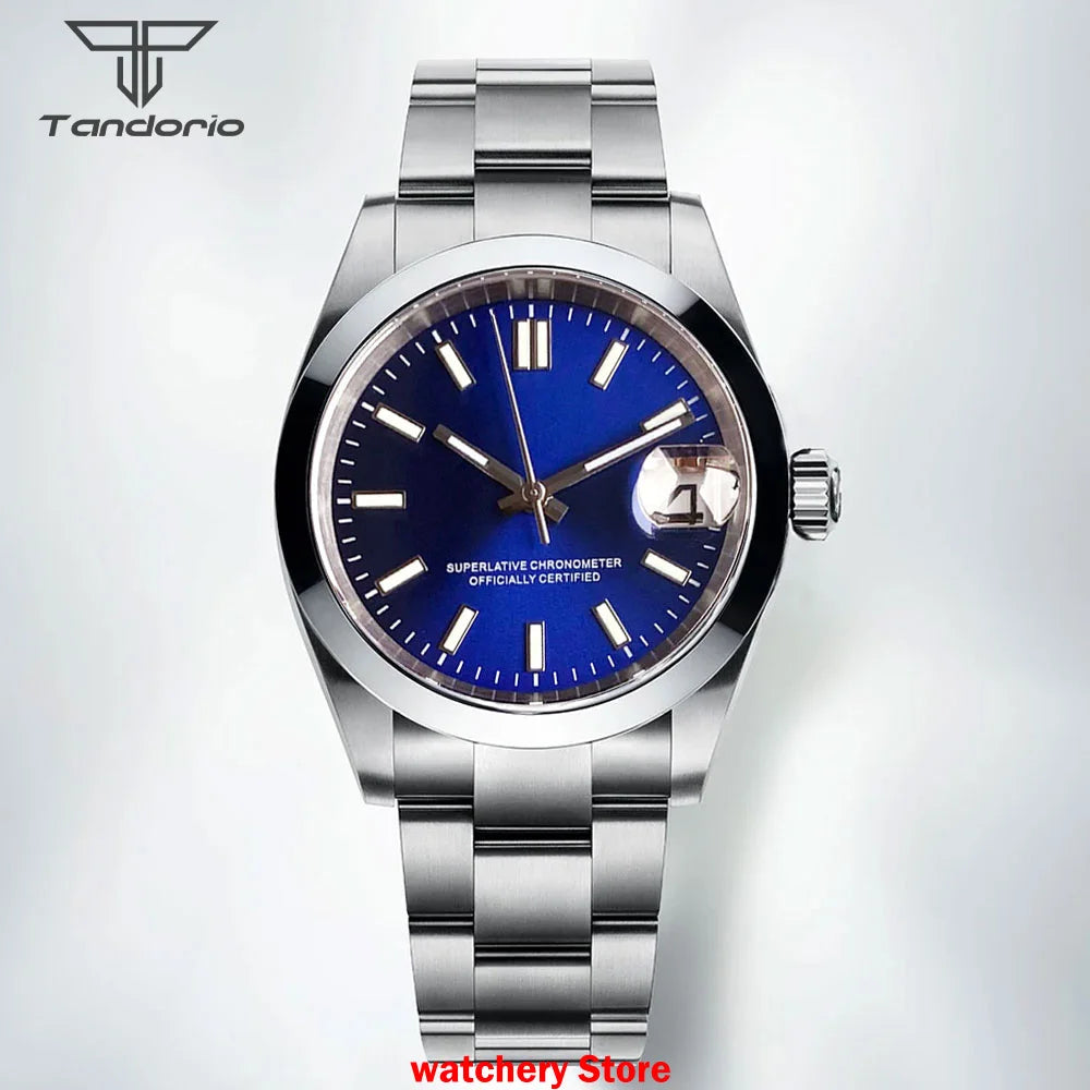 Tandorio Mechanical Watches Mother of Pearl Dial Sapphire Glass NH35 Movement For Datejust Style 200m Waterproof Men's Watches