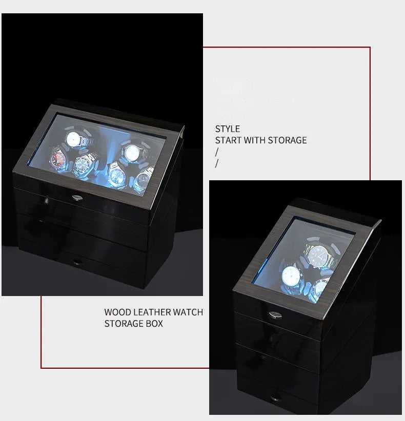 Luxury Watch Winder for Automatic Watches Box Mechanical with Zero Magnetism Silent 12 Watches Box Storage Rotating for Men