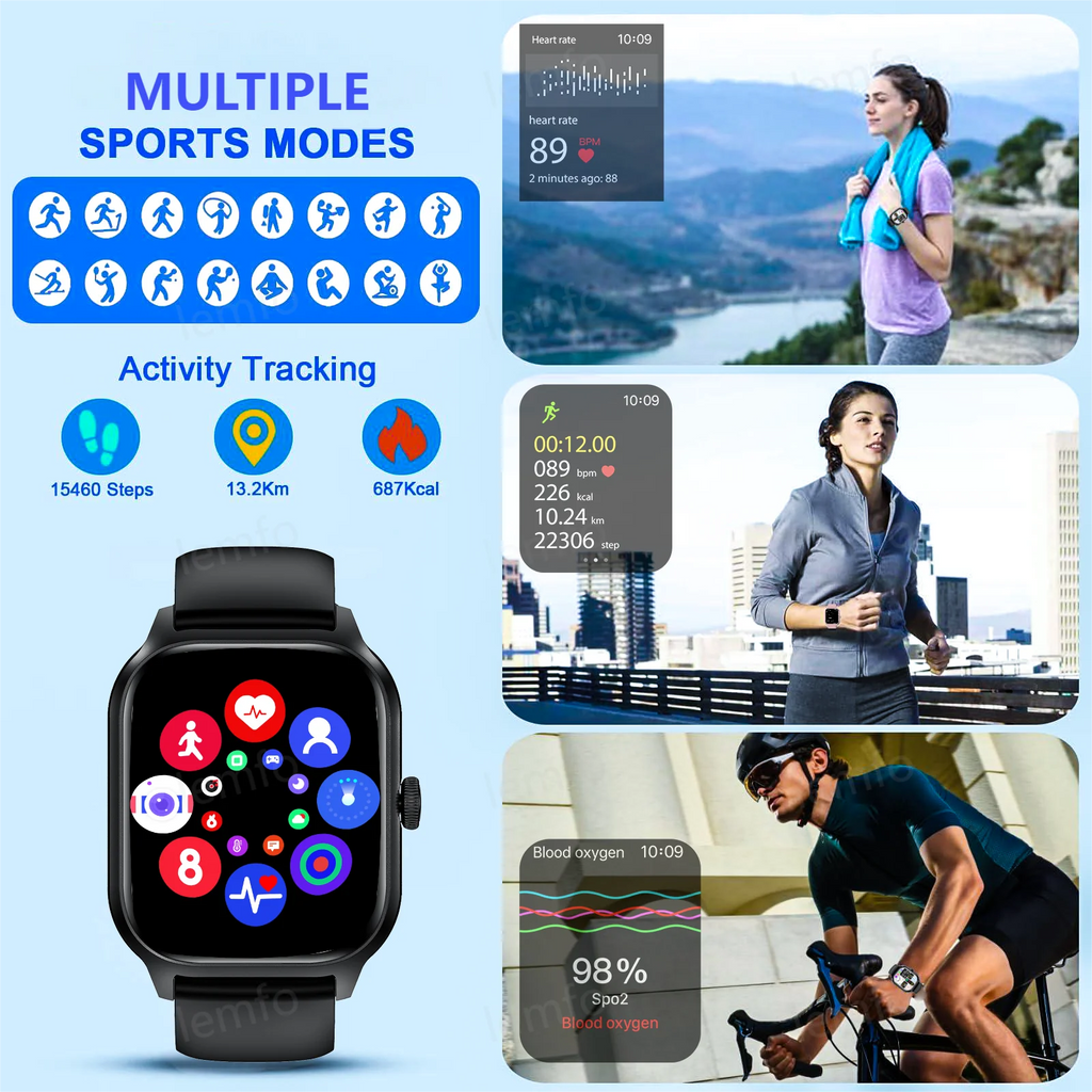 Smart Watches For Man Woman Bluetooth Call Music Fitness Tracker Sport With Waterproof Pedometer Information Alerts Smartwatch