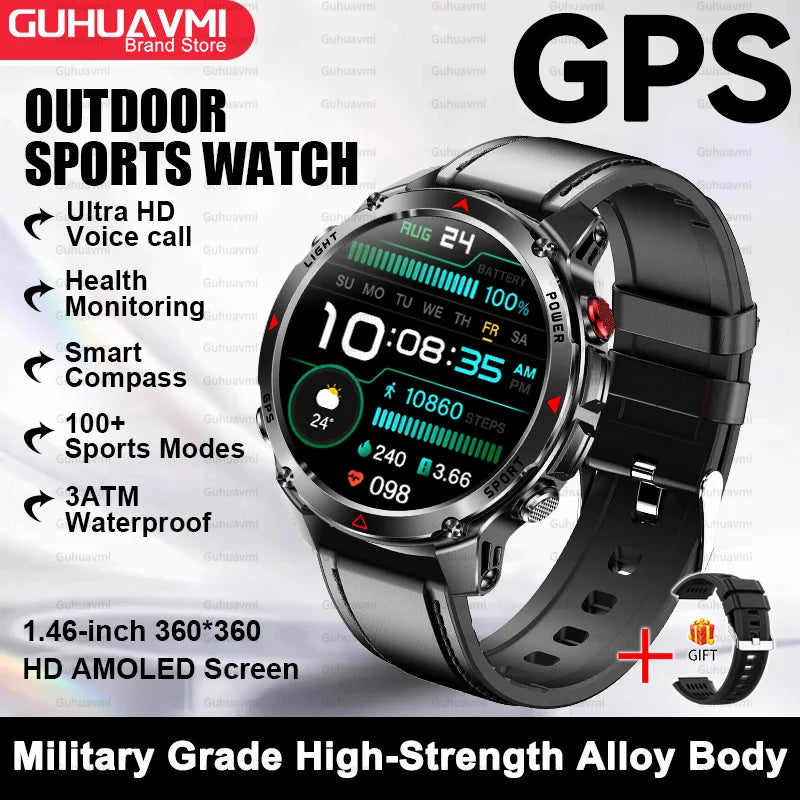 2025New Smart Watch For Men 1.46'' 360*360 HD AMOLED Color Display Voice Call Compass LED Sports Fitness Waterproof Watch Ladies