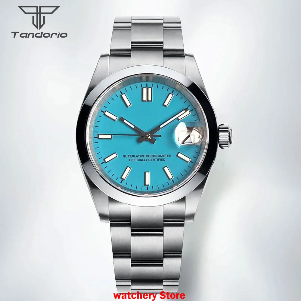 Tandorio Mechanical Watches Mother of Pearl Dial Sapphire Glass NH35 Movement For Datejust Style 200m Waterproof Men's Watches