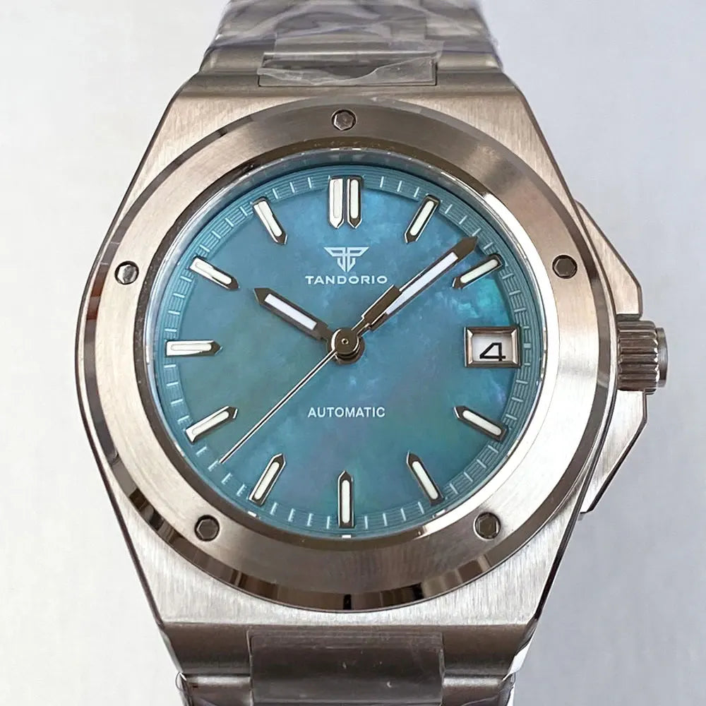 Tandorio Light Blue Mother of Pearl 40mm Sapphire Crystal Glass 100m Waterproof Japan NH35A Automatic Men Mechanical watch