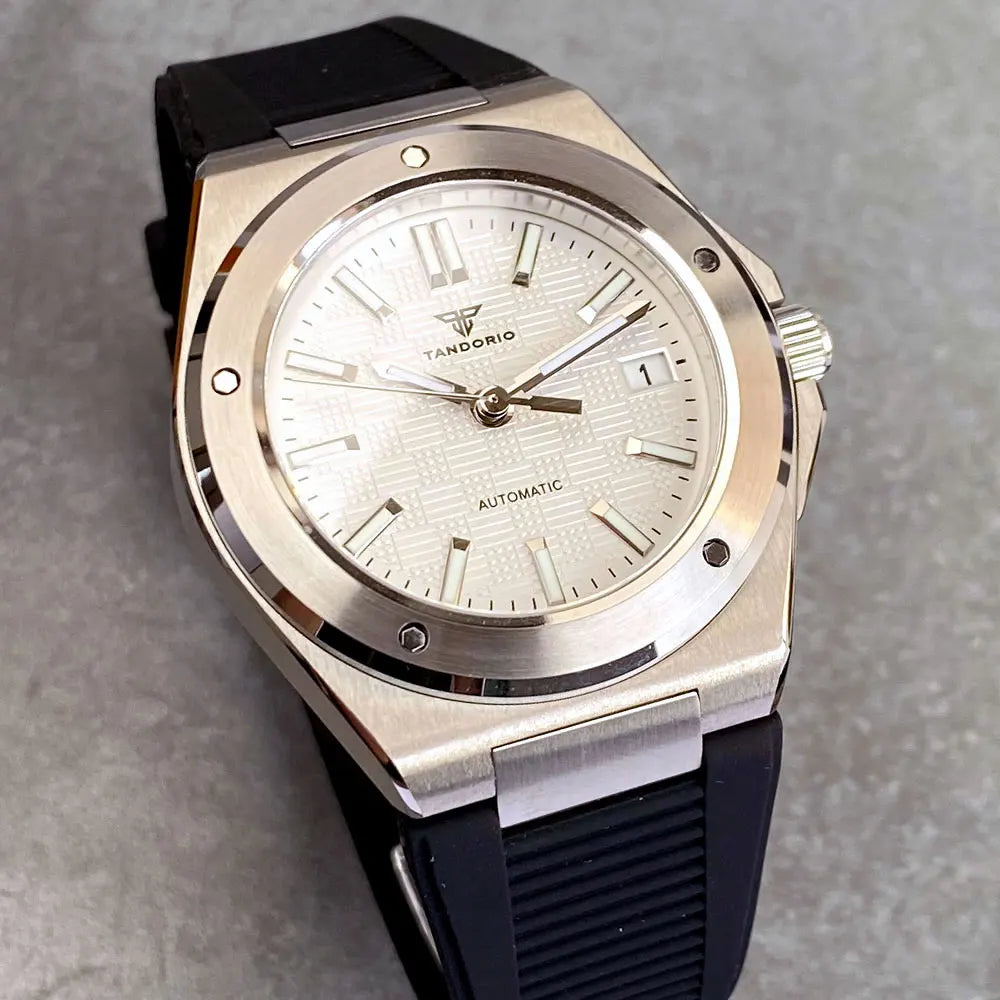 Tandorio New Black Luxury Business Engineer Style Men's Mechanical Watch Sapphire Glass 100m Waterproof NH35A Automatic Watches