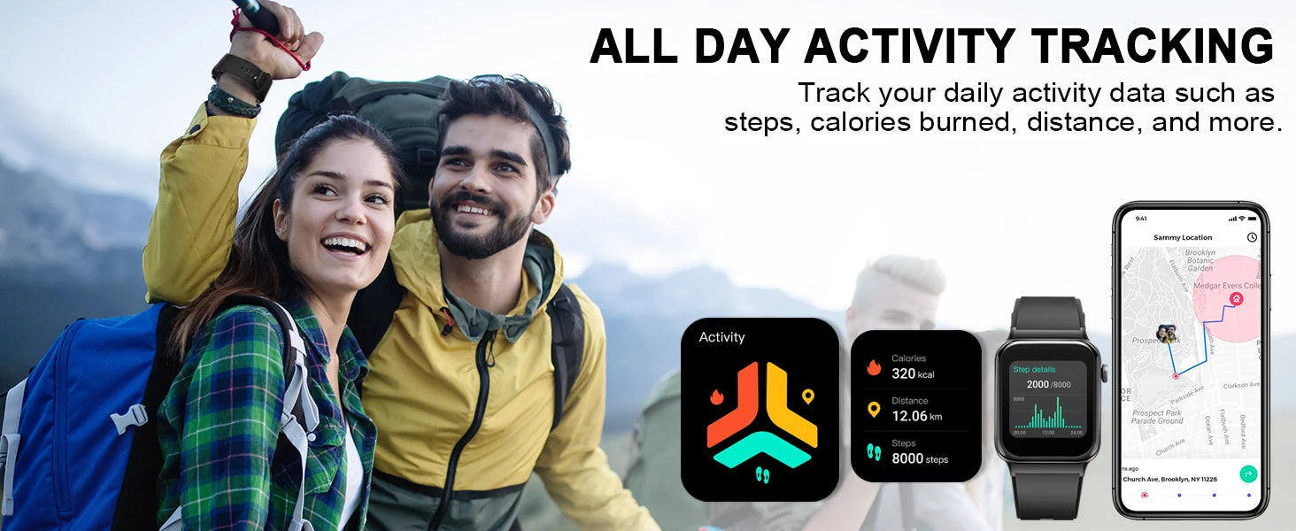 Smart Watch, 1.85" Smartwatch (Answer/Make Call), IP68 Waterproof Fitness Tracker, 100+ Sport Modes, Heart Rate and Sleep Monito