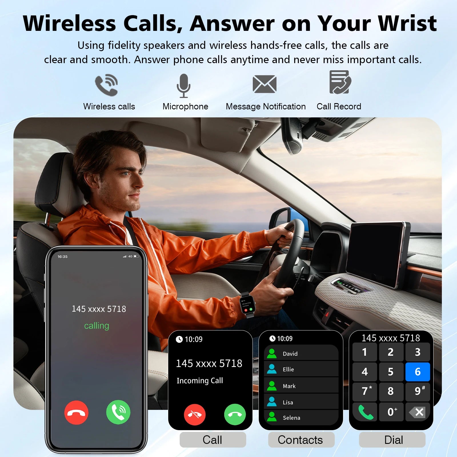 Smart Watch with 1.83-Inch HD Display – Wireless Calling/Dialing, Alarm/Message Notifications, Fitness Tracking, Music Control.