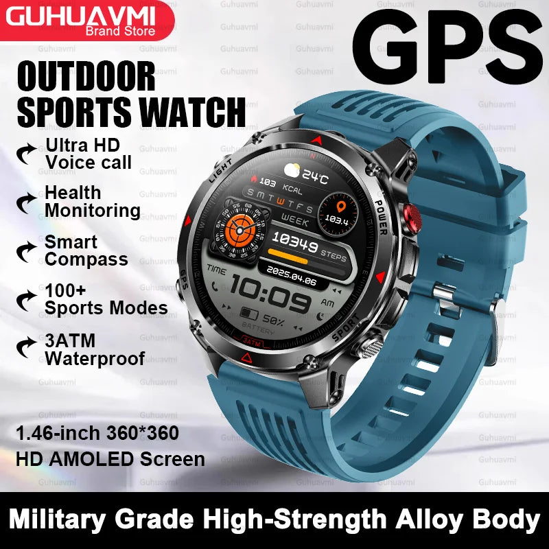 2025New Smart Watch For Men 1.46'' 360*360 HD AMOLED Color Display Voice Call Compass LED Sports Fitness Waterproof Watch Ladies