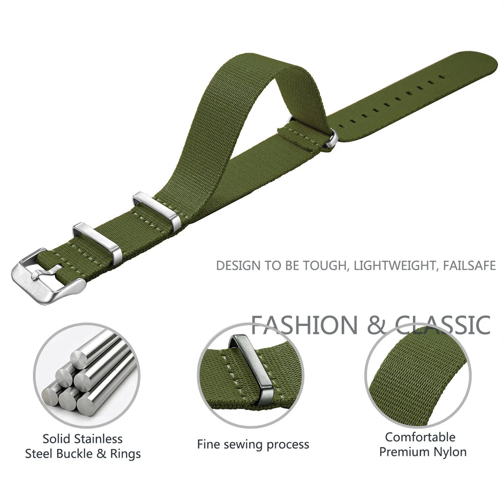 Nylon Watch Band 20mm 22mm Comfortable Watch Straps Loop Military Washable Blet for Men Watchbands