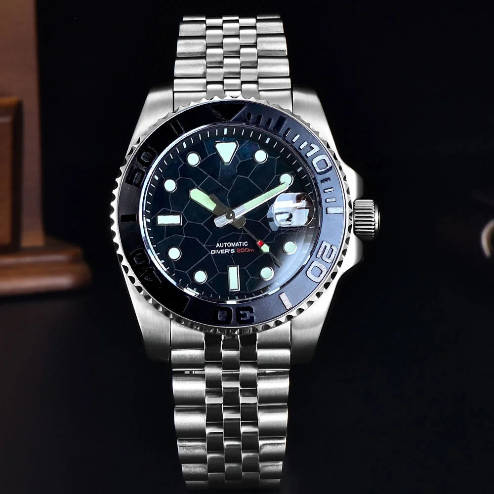 40mm 200M Water Resistence Selfwinding Watch for Men NH35A Movement Mother of Pear Dial Ceramic Insert 316L Band 120click Bezel